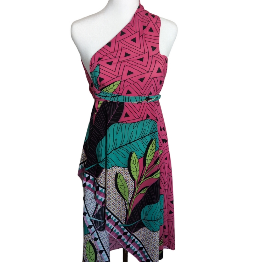 Geo Tropic Leaves Print Dress Wrap